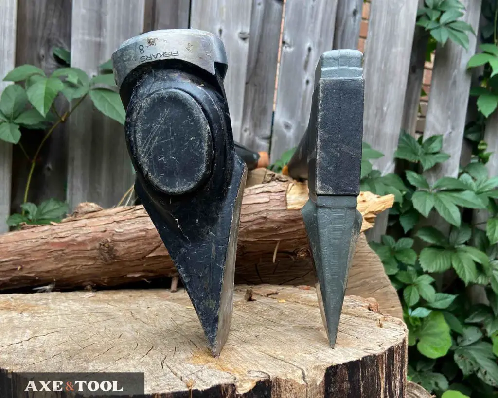 fiskars axe and maul head profiles side by side