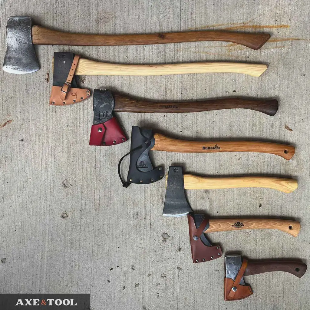 7 sizes of axe in a row