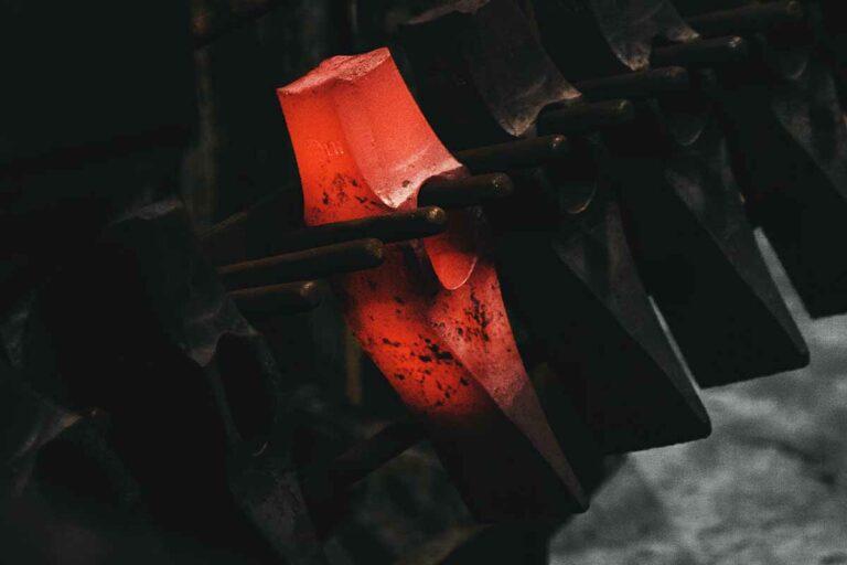 Axe head being forged