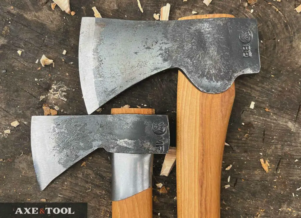 Gransfors Bruk Outdoor Axe and Small Forest Axes heads side-by-side