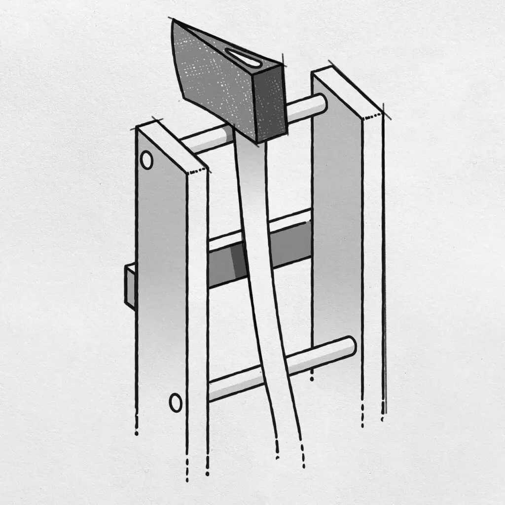 Diagram of a tilted axe rack design