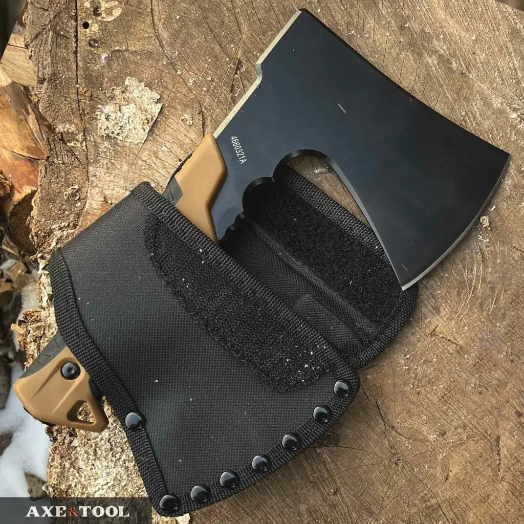 Gerber pack axe coming out of the sheath
