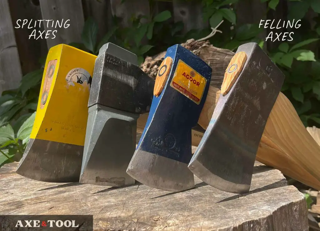 Splitting axes and Felling axes on a log