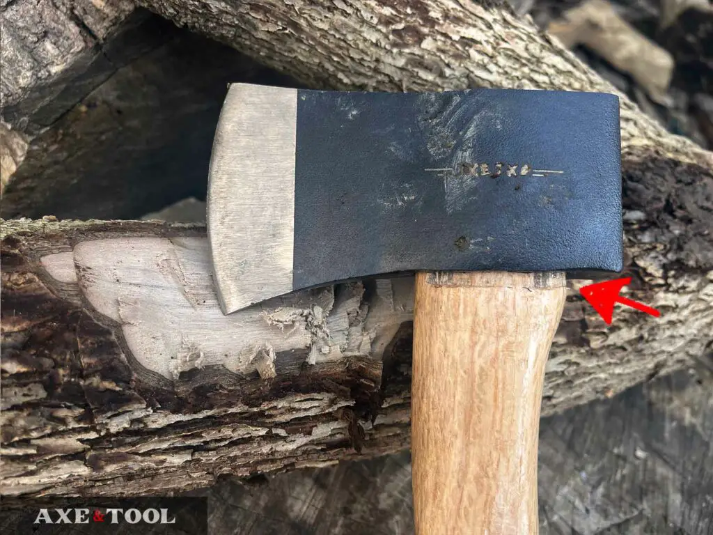 A JXE JXO hatchet with the head loosening