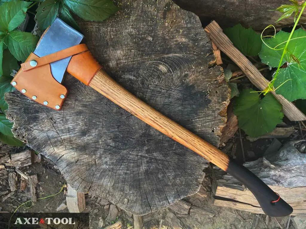 Custom camp axe with sheath and collar