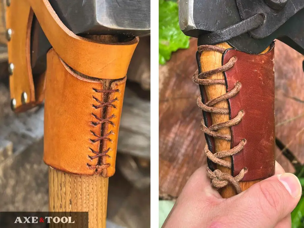Two different types of leather axe collar