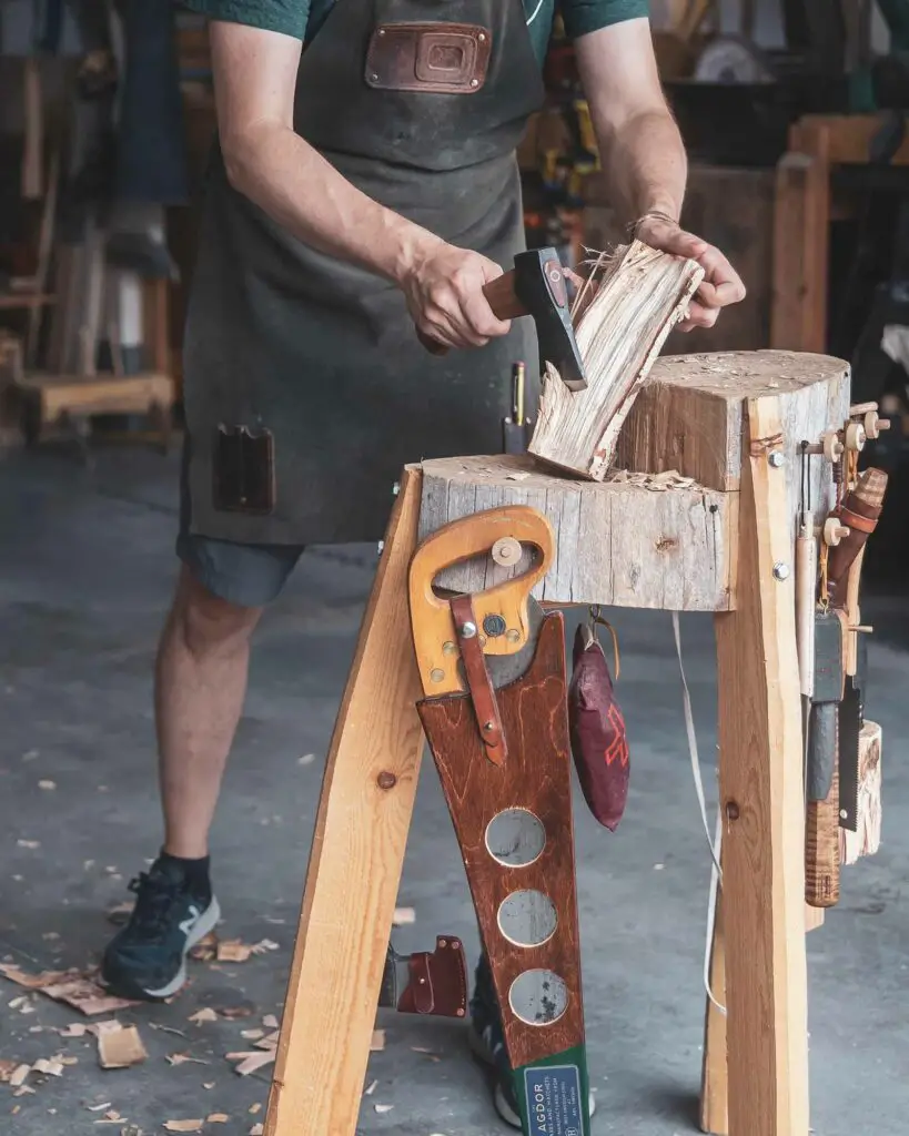 Proper stance and form for axe carving