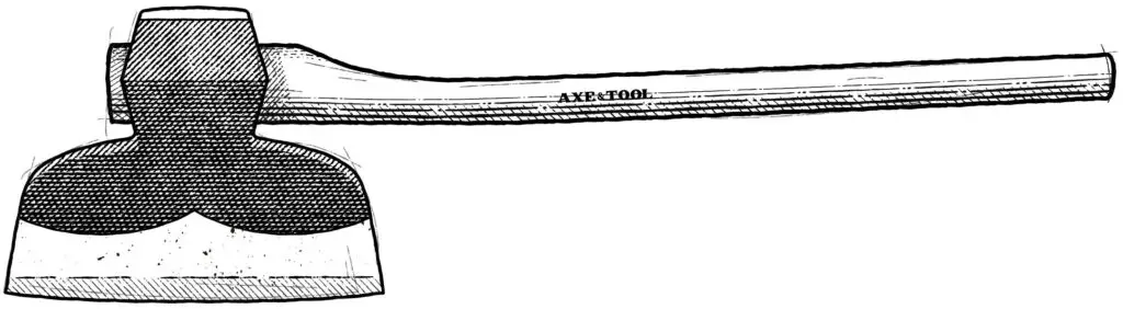 Diagram of a hewing axe